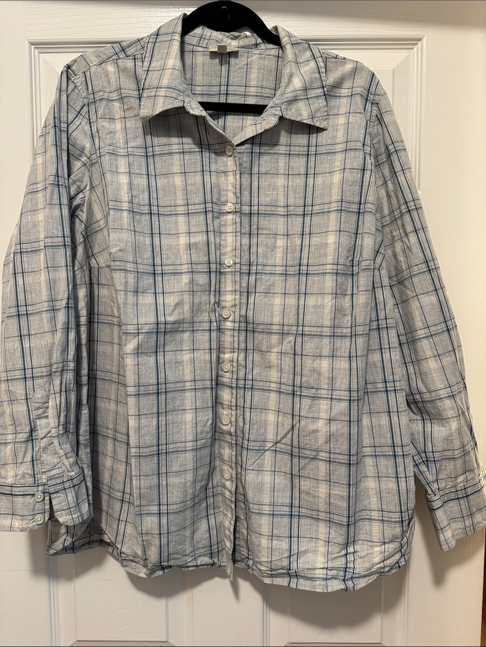 📌Talbots 1X Button-Down Shirt - Blue & White Plaid